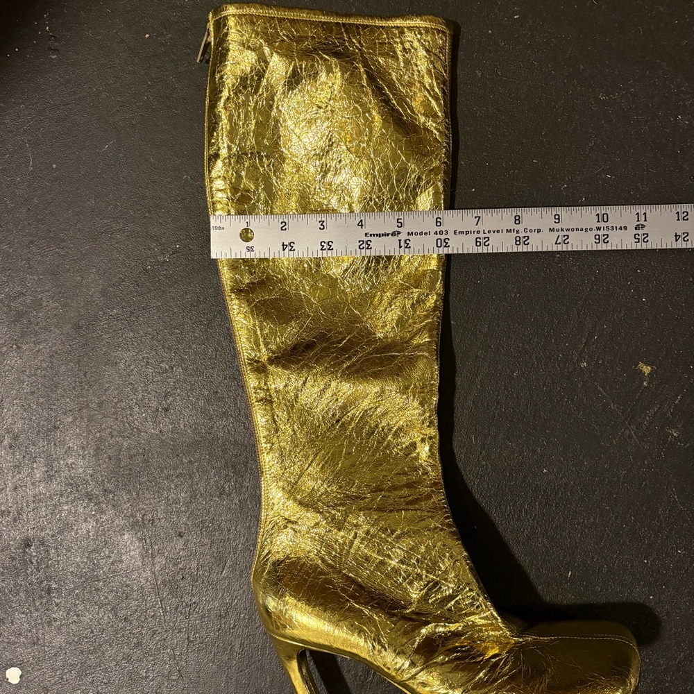 Dries Van Noten Gold Metallic Leather Statement Knee Boots Sz 36.5 - Picture 16 of 16